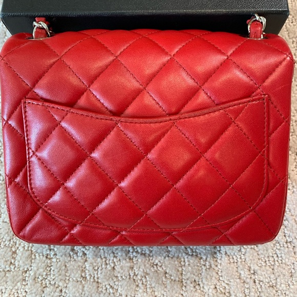 Chanel Lambskin Quilted Mini Square Flap Red - Picture 10 of 10